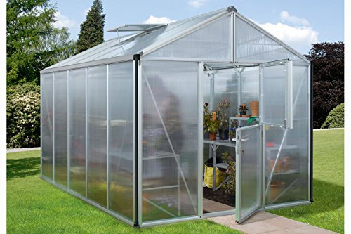 Vitavia Gewächshaus Zeus - Ausführung: 10000 HKP 16 mm Alu, Fläche: ca. 9,9 m², Fenster: 2, Maße: 257 x 389 cm, Sockel: 256 x 389 cm,