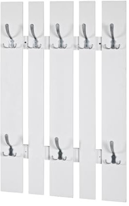 HAKU Möbel Wandgarderobe edelstahloptik, weiß, MDF, Metall - Maße: B 65 cm x H 100 cm x T 9 cm, Style: Modern