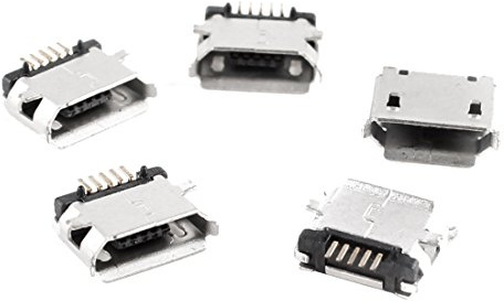 Micro-USB-Buchsen, USB Typ B, 180°, 5-polig, für SMD- / SMT-Löten, 5 Stück
