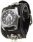 FENKOO Unisex Punk Stil Totenkopf Muster Schwarz PU-Band Quarz-Armbanduhr