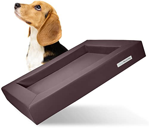 dogsfavorite Hunde-Bett - waschbares Hundekörbchen - hochwertiges Hundesofa - gelenkschonendes Hundekissen - robuste Hundematte - Hundekorb - Gr. M 90 x 70cm - braun