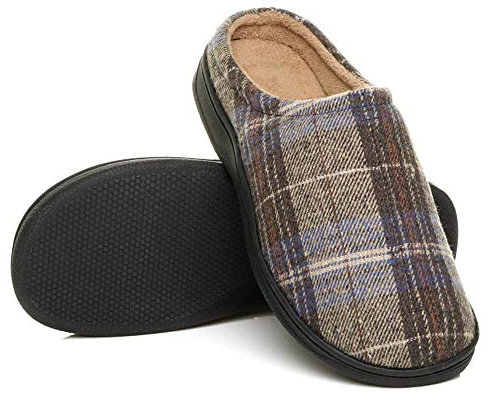 AJVANI flat winter fur lined memory foam mules slippers house shoes size 11 45