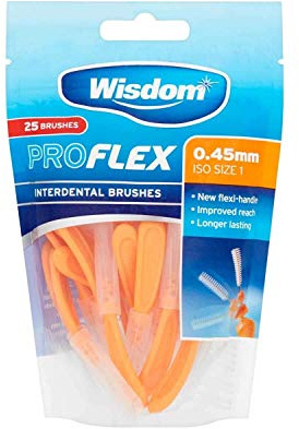 Wisdom Pro Flex Interdental Brushes 0.45mm Orange 25 Pack