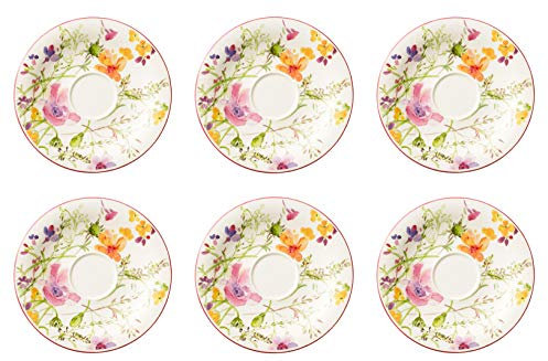 Villeroy & Boch Mariefleur Basic 6er Set Untertassen D. 19cm weiß bunt Porzellan
