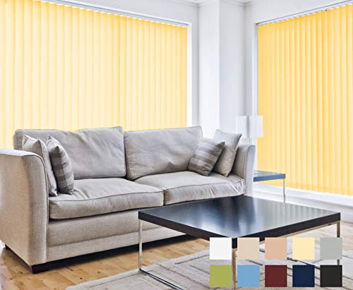 etusimo Lamellenvorhang Vertikaljalousie Schiebevorhang Schiebegardine | Anlagenbreite 100-250 cm, Anlagenhöhe 130-250 cm | Lamellen 127 mm | Stoff lichtdurchlässig, Blickdicht | 130 x 175 cm, Gelb