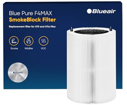 BLUEAIR Blue Pure 411i Max SmokeBlock Genuine Replacement Filter, Extra Carbon Captures 99.99% of Wildfire Smoke, fits Blue Pure 411i Max Air Purifier