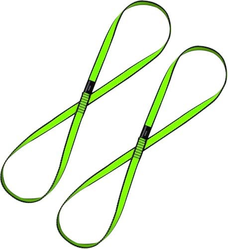 KIKIGOAL 18MM Nylon Multi-Purpose Sling Runner 23KN CE2008/EN566 Heavy-Duty Webbing Straps for Outdoor Activities,Yoga,Fitness (2pcs Green, 120 CM/48 Inch)