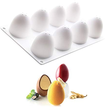 Lucha Moule en Silicone pour Oeufs de Pâques, Moule à gâteau en Forme d'oeuf Moule à Biscuits en Silicone à 8 cavités Moule à pâtisserie Bricolage antiadhésif