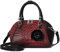 NICOLE & DORIS Handtasche Damen Klein Retro Umhängetaschen Henkeltasche Kroko Optik Schultertaschen PU Leder Tasche mit Blumen Anhänger rot