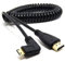 Mini HDMI to HDMI Male Converter Cable, Right & Left Angle (Coiled Cable Right Angle)