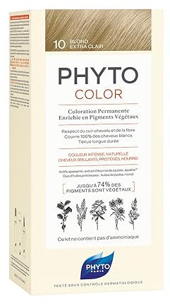 Phyto Phytocolor 10 Extra helles Blond, permanente Haarfarbe, ohne Ammoniak, 100% Deckung von weißem Haar