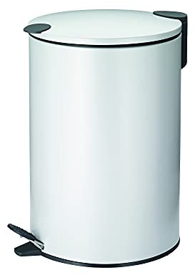 kela 10641 Treteimer mit Inneneimer 12 l, Geräuschloses Schließen, Metall, Mats, Weiß