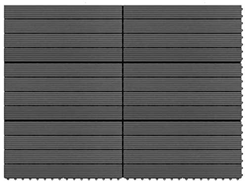 vidaXL 6X Terrassenfliese Holzfliese Fliesen Fliese Balkonfliesen Bodenfliese Außenfliese Holzfliesen Klickfliesen WPC 60x30cm 1,08m² Schwarz