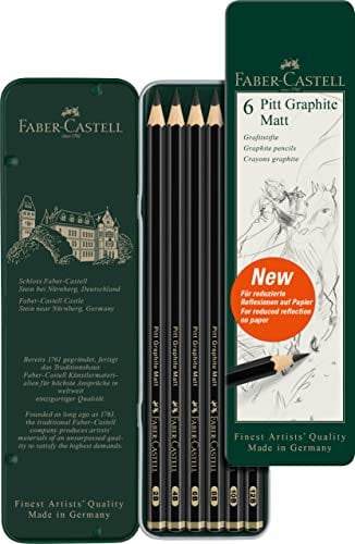 Faber-Castell 115207 - Bleistifte Set Pitt Graphite Matt, 6-teilig, Härtegrade 2B - 12B