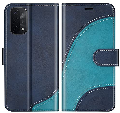 BoxTii Cover per Oppo A74 5G / Oppo A93 5G / Oppo A54 5G, Custodia in PU Pelle Portafoglio per Oppo A74 5G / Oppo A93 5G / Oppo A54 5G, Magnetica Cover a Libro con Slot per Schede, Blu