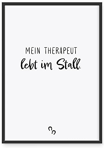 Donari ® Poster mit Pferdesprüchen in A4 ohne Rahmen • Wanddeko in Schwarz Weiß für Wohn- & Schlafzimmer • Geschenk für Tierbesitzer (A4, Pferd - Stall)