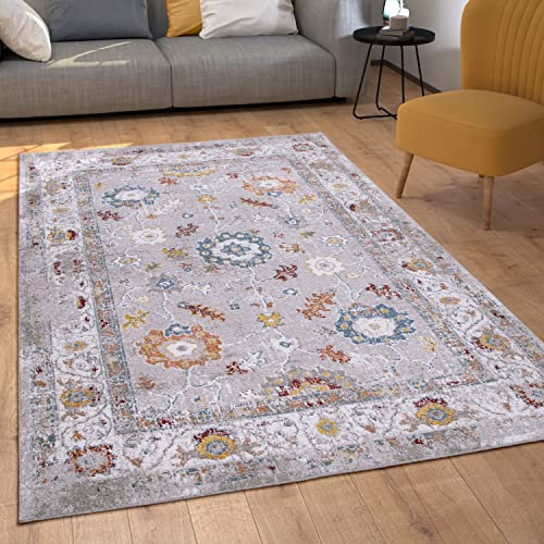 Paco Home Teppich Wohnzimmer Kurzflor Schlafzimmer Vintage Orientalisch Moderne Ornamente Bordüre, Grösse:160x220 cm, Farbe:Bunt 3