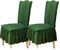Qubjus Stuhlhussen für Esszimmer Satz von 2 Stretch Stuhl Slipcover mit Rock abnehmbar waschbar Küche Stuhl Protector Cover Set für Haus, Party, Hochzeit(Grün, 2Stück)