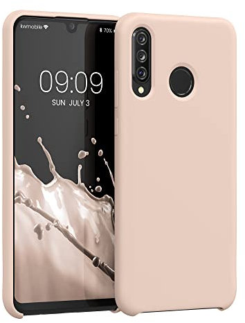 kwmobile Carcasa Compatible con Huawei P30 Lite Funda - Case TPU y Silicona antigolpes - Apto Carga inalámbrica - Beige Rosa Claro