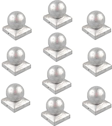 Baumarktplus 10x Pfostenkappe verzinkt Abdeckkappe für Pfosten Kugel 91 mm 9 x 9 cm