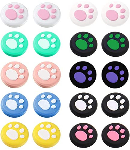 20 Pezzi Joystick cap analogico Morbido Silicone Joystick Cover Compatibile con Nintendo Switch/OLED/Lite Thumb Grip Caps per Joy-con Controller (Zampa di Gatto)