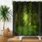 SDOTPMT 90x183cm Magie Forêt Rideau de Douche Conte fée Fantasme Jungle Arbre Vert Plante Prairie Bain Naturel Paysage Baignoire pour Salle Bains Polyester avec Crochets, Style 4