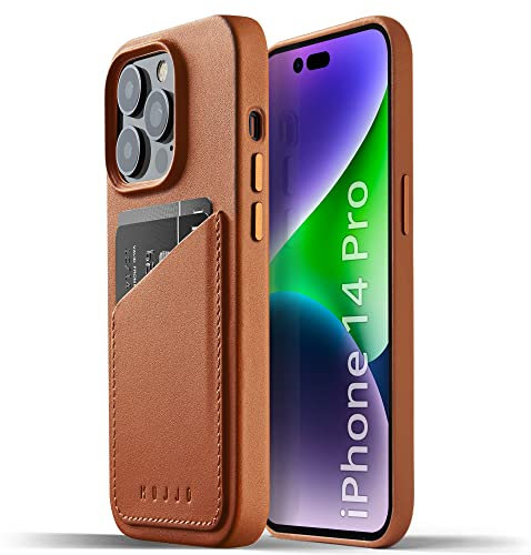 Mujjo iPhone 14 Pro Lederhülle | Kartenhalter | Lederhülle für iPhone 14 Pro Handyhülle mit Kartenhalter