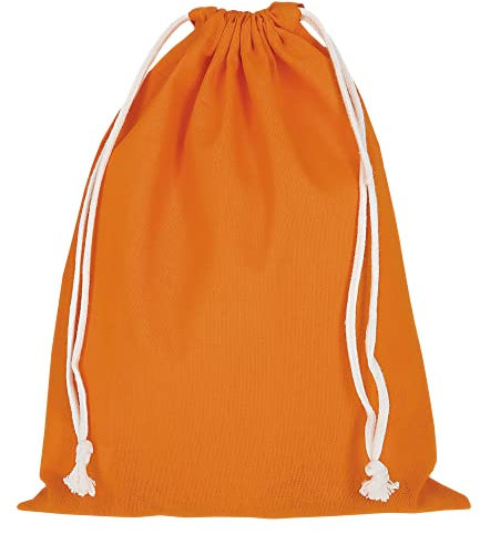 TEXXILLA Zuziehbeutel - Baumwolle | OEKO-TEX 100 zertifiziert | 25x30cm | Jutebeutel | Einkaufstasche | unbedruckt, Farbe:mandarin