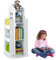 tonchean Estantería giratoria de 3 niveles con forma de castillo para niños, color blanco, estante de almacenamiento para libros, juegos, juguetes, sala de juegos, dormitorio