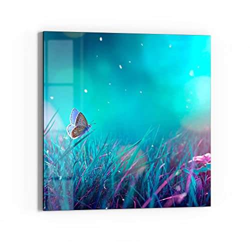 DEQORI Glas-Magnettafel | 30x30 cm groß | Motiv Märchenhafte Wiese | Memo-Board aus Glas | Magnetboard inkl. Magnete, Stift & Tuch für Küche & Büro | Tafel magnetisch & beschreibbar