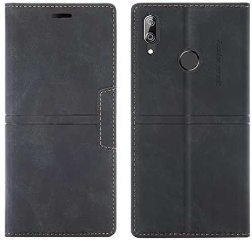 OKZone Cover per Huawei Y6 2019/Honor 8A, Custodia Flip Pelle Portafoglio Magnetica Libro con Slot Schede, Slim Silicone TPU Bumper Wallet Supporto Case Cover Per Huawei Y6 2019/Honor 8A (Nero)