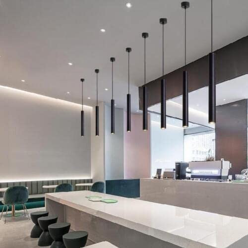 Dopastore Lampada a Sospensione LED 3W Design Moderno Cilindro in Alluminio Bianco o Nero Per Interno Faretto Sospeso Camera Soggiorno (Nero, Luce naturale 4000K)