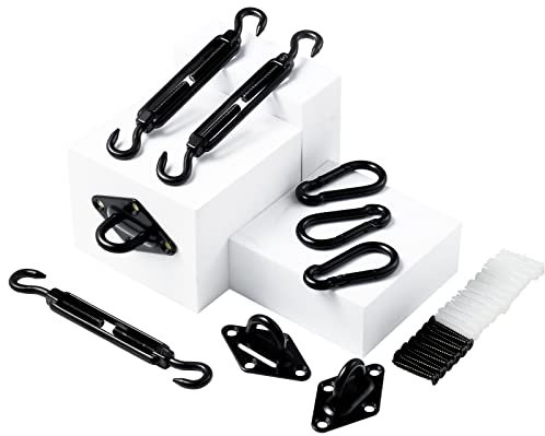 Sun Shade Sail Hardware Kit M6, Awning Attachment Set Heavy Duty Sun Shade Sail Fixing Kit for Garden - Black 33PCS