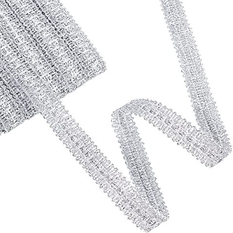 FINGERINSPIRE 18m 17mm Trish Sequin Metallic Braid Trim Silber Pailletten Spitzenband Verziert Gimp Trim Für Weihnachten Urlaub Dekoration Hochzeit DIY Kleidung Accessoires Schmuck Handwerk Nähen