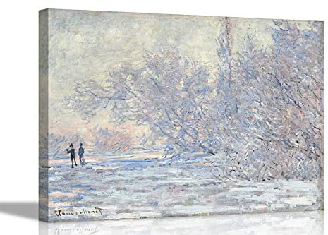 Claude Monet Kunstdruck auf Leinwand, gerahmt, Motiv Frost at Giverny, 40 x 30 cm