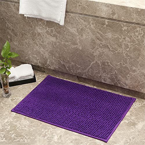 Odot Tappeti da Bagno a Pelo Antiscivolo, Tappetino Lavabile in Lavatrice con Morbida Microfibra di Ciniglia Assorbente d'Acqua per Vasca, Doccia e Bagno (Viola,50x80cm)