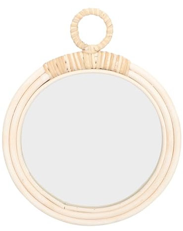 DOITOOL Rattan-Spiegel Gewebte Wand Badezimmerspiegel An Der Wand Spiegel Mit Rattanrahmen Schminkspiegel Vintage Kosmetikspiegel Wandspiegel Aus Makramee Makramee- Oval Zubehör Weide