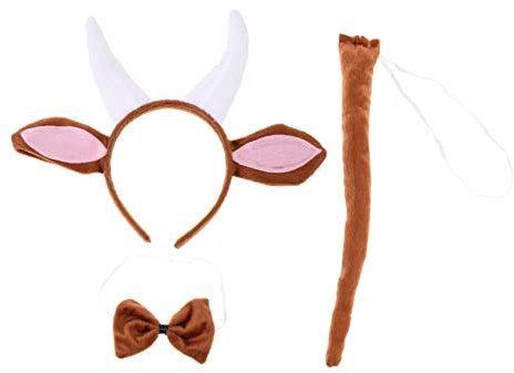 Beatifufu 1 Satz Stirnband Aus Ziegenhorn Osterohren Stirnband Tierische Schwanzrequisiten Plüsch-tierohren-Stirnband Schwanzhaarband Tierstirnb?nder Vieh Erwachsener Performance-kostüm Tuch