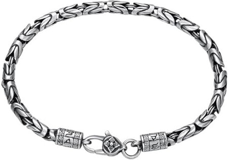 4mm königskette armband 925 sterling silber byzantinisches armband gliederarmband mit vajra dorje verschluss für herren damen 20cm
