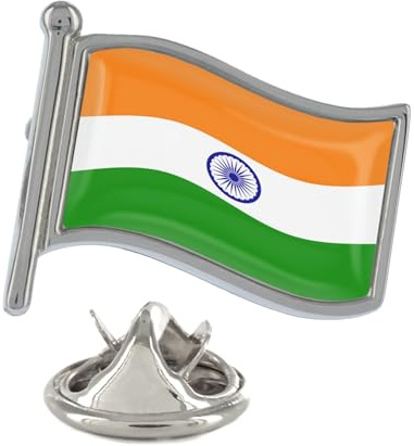 India Flag Silver Lapel Pin Badge