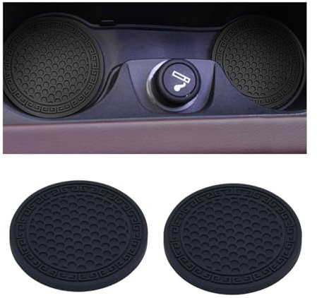 JNNJ 2 Pièces Dessous Verre Universels pour Les Porte-Gobelets, Dessous De Verre pour Porte-Gobelet De Voiture-Antidérapants, Accessoires Intérieurs Automobiles en Silicone Antidérapant(Noir)
