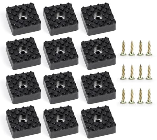 12 PCS Non-slip Rubber Feets, Black Square Furniture Pads Floor Protectors with Screws Anti-Skid Cushion for Table Chair Legs Plastic Feet for Outdoor Garden Furniture 30 X30 Mm