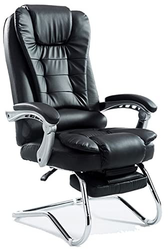 Bürostuhl mit hoher Rückenlehne, Chefsessel, Computersitz aus PU-Leder mit Fußstütze, ergonomisches, doppelt dickes Kissen, Gaming-Relaxsessel zum Lernen und Arbeiten (Farbe: Braun) (Schwarz) Beauty
