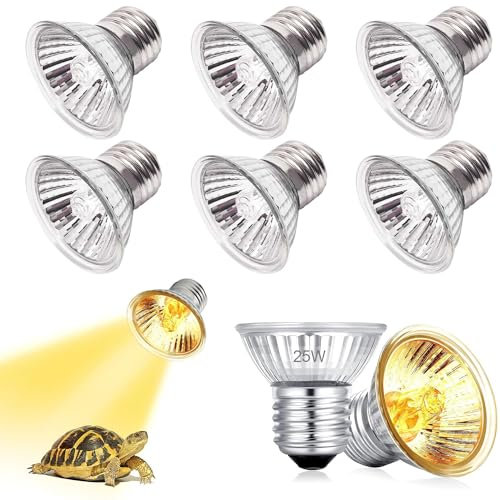 ZeiLaBang Kakadi 6 Stück Schildkröte Wärmelampe,UVA UVB Lampe Terrarium 25 Watt,Reptilien Wärmelampe,Wärmelampe Schildkröten UVA UVB,Reptilien Heizung für Reptilien/Eidechsen/schildkröten/Schlangen
