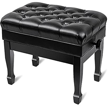 Deluxe Klavierbank aus Leder, verstellbar, mit hydraulischem Hebe- und Notenfach, schwarz, 58 x 41 x 48 cm, 58 cm