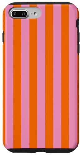 Orange Pink gestreift niedlich mädchenhaft ästhetisch adrett gestreift Hülle für iPhone 7 Plus/8 Plus