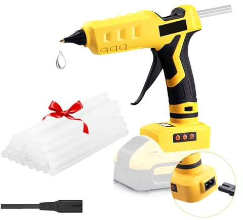 Cordless Hot Glue Gun for Dewalt 20V, 100W Dual Power Hot Glue Gun for Crafting with 30 Pcs Glue Gun Sticks 11mm for DIY Arts Crafts (No Battery)