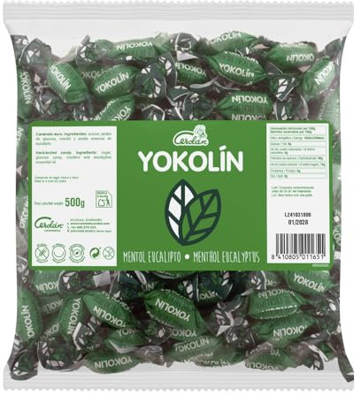 Caramelos Cerdán - Yokolín Caramelo Sabor Mentol y Eucalipto | Bolsa de 150 Uds Aprox. - 500 grs| Caramelo Duro Sin Gluten ni Alérgenos | Ideal para Fiestas, Eventos y Cumpleaños