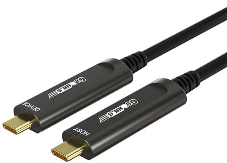 GeoHN.G Fibre Optic USB C to USB C Cable 30 m, USB 3.2 10 Gbps Data Transfer Over Long Distances USB C Extension Cable for VR, Camera, Mini PC, Laptop, Webcam, Printer and More