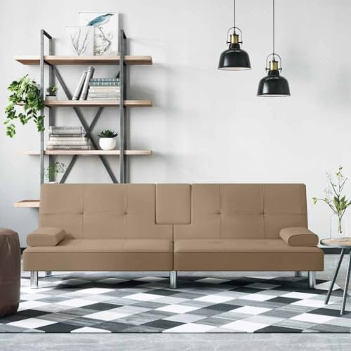 ChicAbode Schlafsofa Sofabett Gästesofa Schlafcouch Schlafsofa Bettsofa mit Getränkehaltern Cappuccino Kunstleder